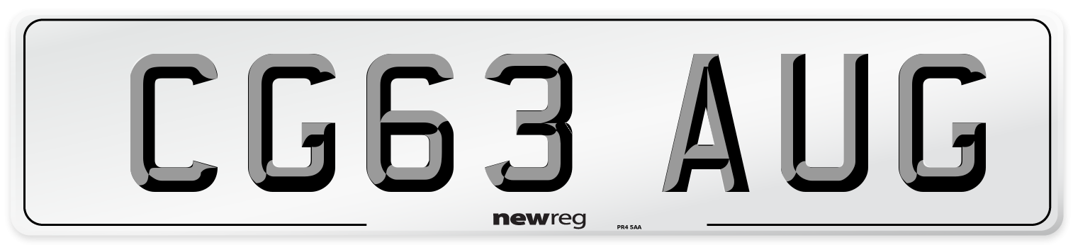 CG63 AUG Number Plate from New Reg